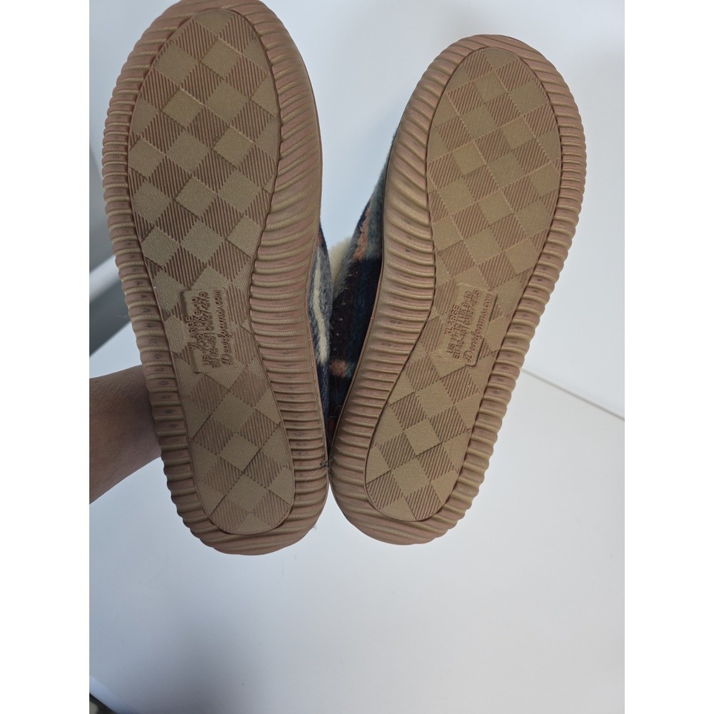 Dearfoams Alpine Moritz Plaid Bootie Slipper Women Size 11/12 Orange Blue Beige - Picture 3 of 6